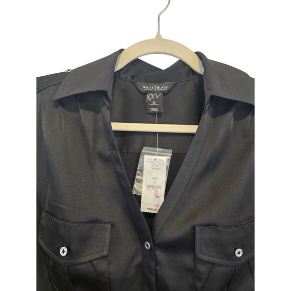 White House Black Market size M Black Blouse NWT - Picture 4 of 12